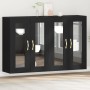 Gabinete Montado en la Pared Set de 2 Roble Negro Madera, Vidrio de , Aparadores - Ref: Foro24-3334319, Precio: 198,67 €, Des...