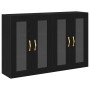 Gabinete Montado en la Pared Set de 2 Roble Negro Madera, Vidrio de , Aparadores - Ref: Foro24-3334319, Precio: 198,67 €, Des...