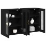 Gabinete Montado en la Pared Set de 2 Roble Negro Madera, Vidrio de , Aparadores - Ref: Foro24-3334319, Precio: 198,67 €, Des...