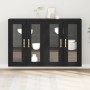 Gabinete Montado en la Pared Set de 2 Roble Negro Madera, Vidrio de , Aparadores - Ref: Foro24-3334319, Precio: 198,67 €, Des...