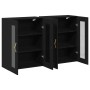 Gabinete Montado en la Pared Set de 2 Roble Negro Madera, Vidrio de , Aparadores - Ref: Foro24-3334319, Precio: 198,67 €, Des...