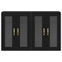 Gabinete Montado en la Pared Set de 2 Roble Negro Madera, Vidrio de , Aparadores - Ref: Foro24-3334319, Precio: 198,67 €, Des...