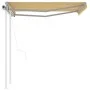 Automatic retractable awning with yellow and white poles 3x2.5 m by vidaXL, Awnings - Ref: Foro24-3069908, Price: 408,75 €, D...
