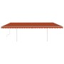 Manuell einziehbare Markise mit orangefarbenen und braunen Stangen 6x3 m von vidaXL, Markisen - Ref: Foro24-3070000, Preis: 6...