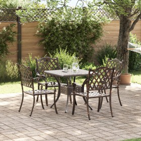Conjunto de Comedor de Jardín de 5 Piezas de Aluminio Fundido Color Bronce de de , Sillas de jardín - Ref: Foro24-3334736, Pr...