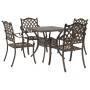 Conjunto de Comedor de Jardín de 5 Piezas de Aluminio Fundido Color Bronce de de , Sillas de jardín - Ref: Foro24-3334736, Pr...