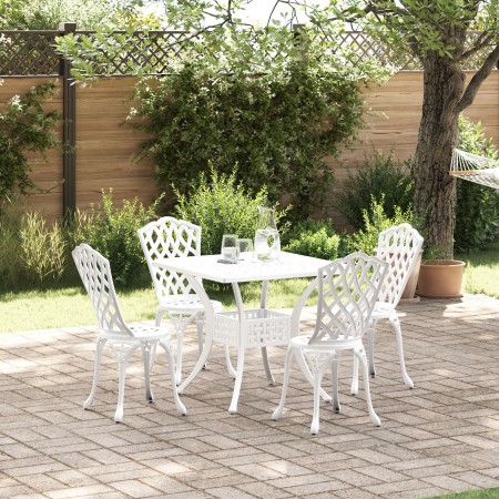 Conjunto de comedor para el jardín de 5 piezas de aluminio fundido blanco by , Garden chairs - Ref: Foro24-3334754, Price: 44...
