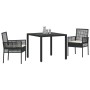 Conjunto de Comedor de Jardín de 3 Piezas con Cojines Ratan Sintético Negro by , Garden chairs - Ref: Foro24-3334855, Price: ...