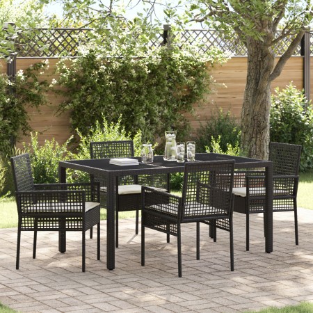Conjunto de Comedor de Jardín de 5 Piezas con Cojines de Polirratán Negro von , Gartenstühle - Ref: Foro24-3334857, Preis: 38...
