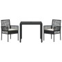 Conjunto de Comedor de Jardín de 3 Piezas con Cojines Ratan Sintético Negro by , Garden chairs - Ref: Foro24-3334855, Price: ...