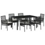 Juego de Comedor de Jardín de 7 Piezas con Cojines en Ratan Sintético Negro by , Garden chairs - Ref: Foro24-3334858, Price: ...