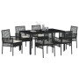 Juego de Comedor de Jardín de 7 Piezas con Cojines en Ratan Sintético Negro by , Garden chairs - Ref: Foro24-3334858, Price: ...