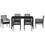 Juego de Comedor de Jardín de 7 Piezas con Cojines en Ratan Sintético Negro by , Garden chairs - Ref: Foro24-3334858, Price: ...