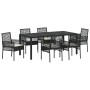 Juego de comedor de jardín de 7 piezas de con cojines de polirratán negro by , Garden chairs - Ref: Foro24-3334859, Price: 50...