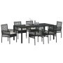Juego de comedor de jardín de 7 piezas de con cojines de polirratán negro by , Garden chairs - Ref: Foro24-3334859, Price: 50...