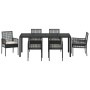 Juego de comedor de jardín de 7 piezas de con cojines de polirratán negro by , Garden chairs - Ref: Foro24-3334859, Price: 50...