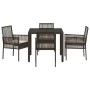 Conjunto de Comedor de Jardín de 5 Piezas con Cojines Marrón de Poliratán by , Garden chairs - Ref: Foro24-3334864, Price: 30...