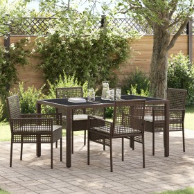 Conjunto de comedor de jardín de 5 piezas con cojines de ratán sintético marrón von , Gartenstühle - Ref: Foro24-3334865, Pre...