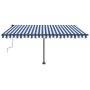 Manual retractable awning with blue and white LED 400x350 cm by vidaXL, Awnings - Ref: Foro24-3069821, Price: 516,33 €, Disco...