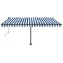 Manual retractable awning with blue and white LED 400x350 cm by vidaXL, Awnings - Ref: Foro24-3069821, Price: 535,56 €, Disco...