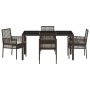 Conjunto de comedor de jardín de 5 piezas con cojines de ratán sintético marrón by , Garden chairs - Ref: Foro24-3334865, Pri...