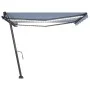 Manual retractable awning with blue and white LED 400x350 cm by vidaXL, Awnings - Ref: Foro24-3069821, Price: 535,56 €, Disco...
