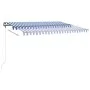 Manual retractable awning with blue and white LED 400x350 cm by vidaXL, Awnings - Ref: Foro24-3069821, Price: 535,56 €, Disco...