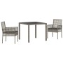 Conjunto de Comedor de Jardín de 3 Piezas con Cojines Gris de Poliratán by , Garden chairs - Ref: Foro24-3334871, Price: 207,...