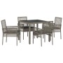 Conjunto de Comedor de Jardín de 5 Piezas con Cojines Gris de Poliratán by , Garden chairs - Ref: Foro24-3334872, Price: 315,...
