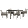 Conjunto de Comedor de Jardín de 5 Piezas con Cojines Gris de Poliratán by , Garden chairs - Ref: Foro24-3334873, Price: 358,...