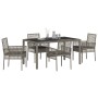 Conjunto de Comedor de Jardín de 5 Piezas con Cojines Gris de Poliratán by , Garden chairs - Ref: Foro24-3334873, Price: 358,...