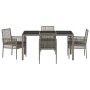 Conjunto de Comedor de Jardín de 5 Piezas con Cojines Gris de Poliratán by , Garden chairs - Ref: Foro24-3334873, Price: 358,...