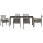 Juego de comedor de jardín de 7 piezas con cojines gris poliratán by , Garden chairs - Ref: Foro24-3334875, Price: 509,40 €, ...