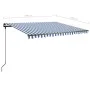 Manual retractable awning with blue and white LED 400x350 cm by vidaXL, Awnings - Ref: Foro24-3069821, Price: 535,56 €, Disco...