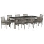 Conjunto de Comedor de Jardín de 9 Piezas con Cojines Gris de Poliratán by , Garden chairs - Ref: Foro24-3334877, Price: 608,...