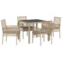 Juego de Comedor de Jardín de 5 Piezas con Cojines Beige de Poliratán von , Gartenstühle - Ref: Foro24-3334880, Preis: 318,57...
