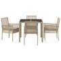 Juego de Comedor de Jardín de 5 Piezas con Cojines Beige de Poliratán von , Gartenstühle - Ref: Foro24-3334880, Preis: 318,57...