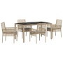 Conjunto de Comedor de Jardín de 5 Piezas con Cojines Beige de Poliratán by , Garden chairs - Ref: Foro24-3334881, Price: 376...