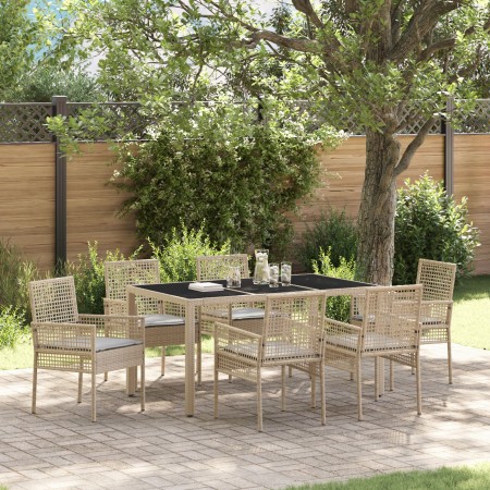 Conjunto de Comedor de Jardín de 7 Piezas con Cojines Beige de Poliratán von , Gartenstühle - Ref: Foro24-3334882, Preis: 514...
