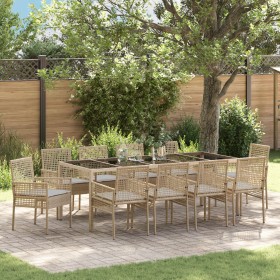 Juego de Comedor de Jardín de 11 Piezas con Cojines Beige Poliratán de , Sillas de jardín - Ref: Foro24-3334886, Precio: 742,...