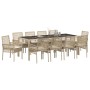 Juego de Comedor de Jardín de 11 Piezas con Cojines Beige Poliratán von , Gartenstühle - Ref: Foro24-3334886, Preis: 769,35 €...