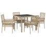 Juego de Comedor de Jardín de 5 Piezas con Cojines Beige de Poliratán von , Gartenstühle - Ref: Foro24-3334888, Preis: 316,44...
