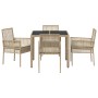Juego de Comedor de Jardín de 5 Piezas con Cojines Beige de Poliratán von , Gartenstühle - Ref: Foro24-3334888, Preis: 316,44...