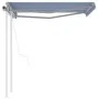 Automatic retractable awning with blue and white poles 3.5x2.5 m by vidaXL, Awnings - Ref: Foro24-3069926, Price: 432,13 €, D...