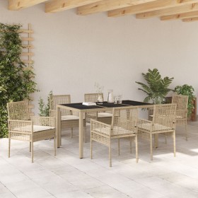 Conjunto de Comedor de Jardín de 7 Piezas con Cojines Beige de Polirratán von , Gartenstühle - Ref: Foro24-3334890, Preis: 51...