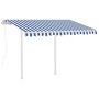 Automatic retractable awning with blue and white poles 3.5x2.5 m by vidaXL, Awnings - Ref: Foro24-3069926, Price: 414,53 €, D...