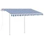 Automatic retractable awning with blue and white poles 3.5x2.5 m by vidaXL, Awnings - Ref: Foro24-3069926, Price: 432,13 €, D...