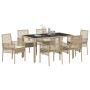 Conjunto de Comedor de Jardín de 7 Piezas con Cojines Beige de Polirratán by , Garden chairs - Ref: Foro24-3334890, Price: 48...