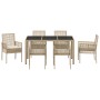 Conjunto de Comedor de Jardín de 7 Piezas con Cojines Beige de Polirratán by , Garden chairs - Ref: Foro24-3334890, Price: 48...