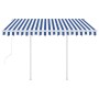 Toldo retráctil automático con postes azul y blanco 3,5x2,5 m de vidaXL, Toldos - Ref: Foro24-3069926, Precio: 414,53 €, Desc...